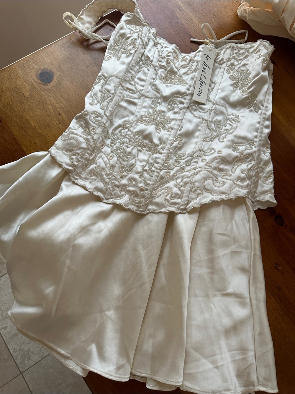 NWT FOR LOVE AND LEMONS OLEA EMBROIDERED CORSET CREAM MINI DRESS - Picture 10 of 10